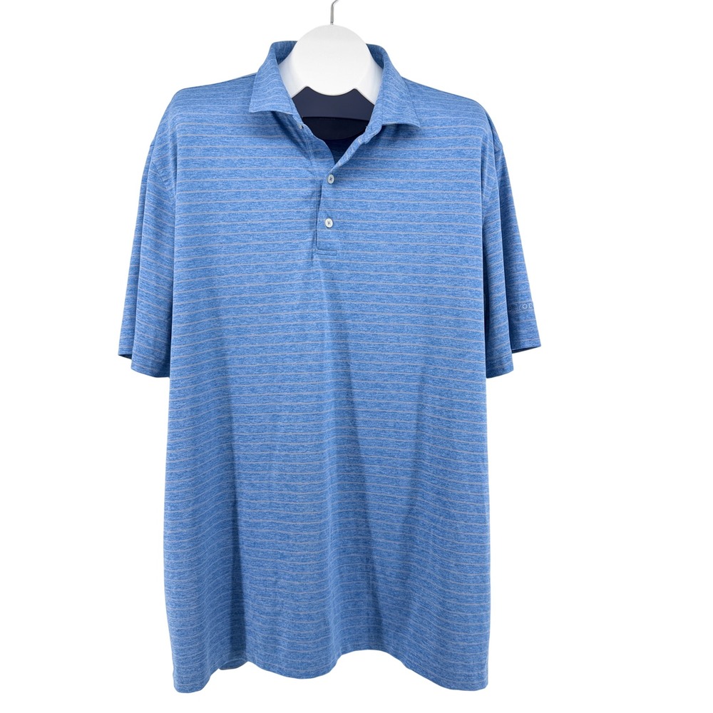 Johnnie-O Newton Polo Mens XXL Liberty Blue Striped Prep-Performance JMPO4190
